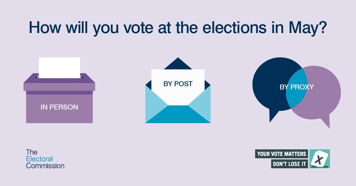 Electoral Commission banner of the three voting options above