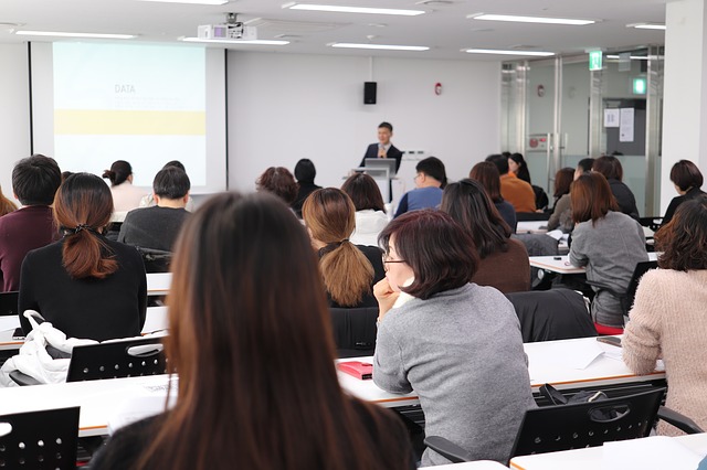 Seminar room of people